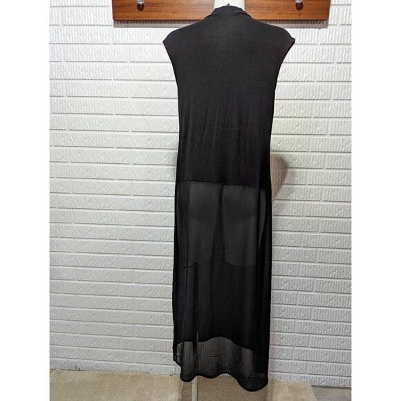 Cha Cha Vente Women's Black Sheer Bottom Sleeveless Knit Tunic Top Medium - Picture 5 of 5